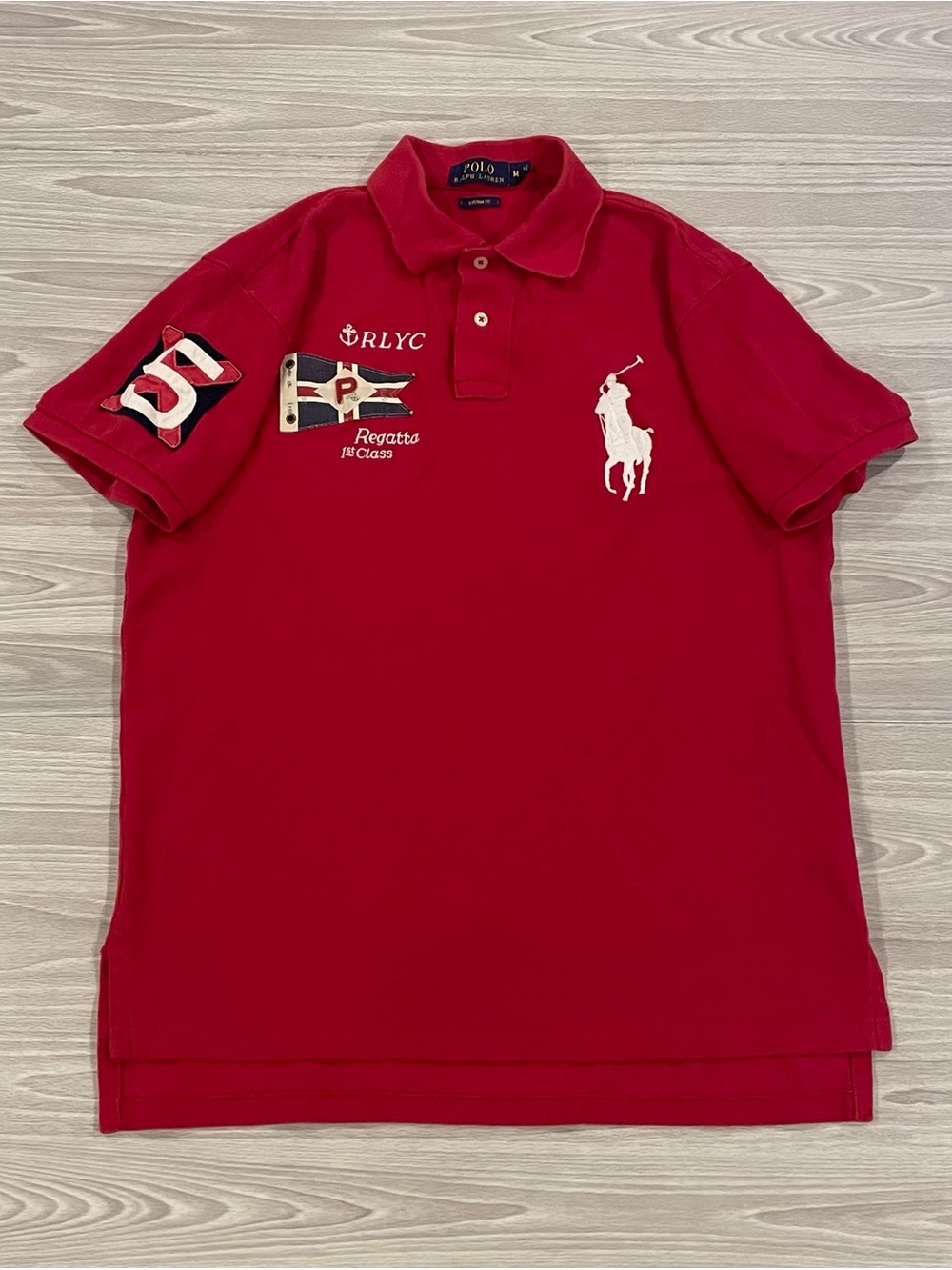 Polo Ralph Lauren Shirt Custom Fit #5 RLYC Regatta 1st Class Men’s Size Medium